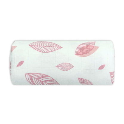 MuslinZ Bamboo/Organic Cotton Muslin Swaddle Pink Leaf