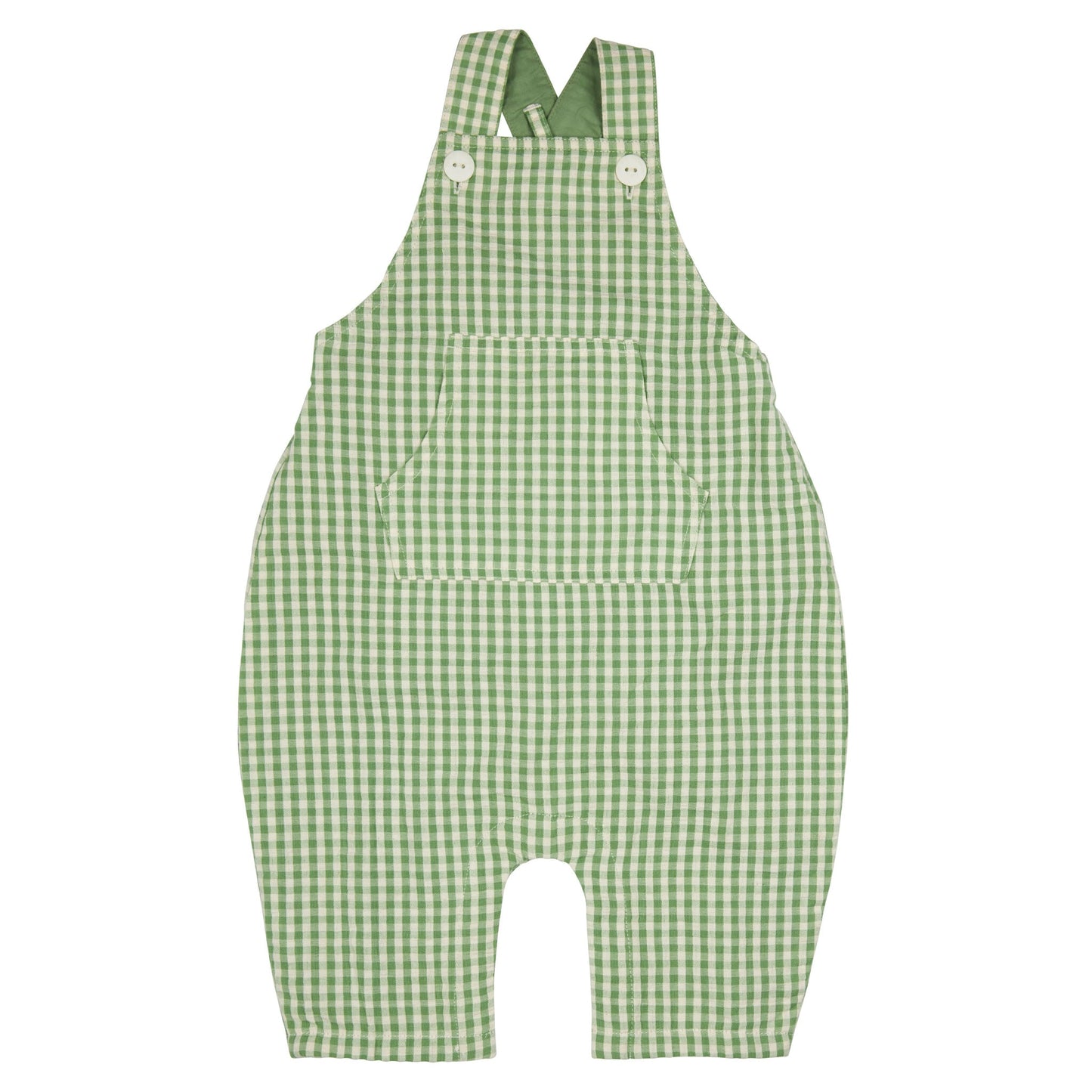 Pigeon Organics Baby Dungarees Seersucker Green Check