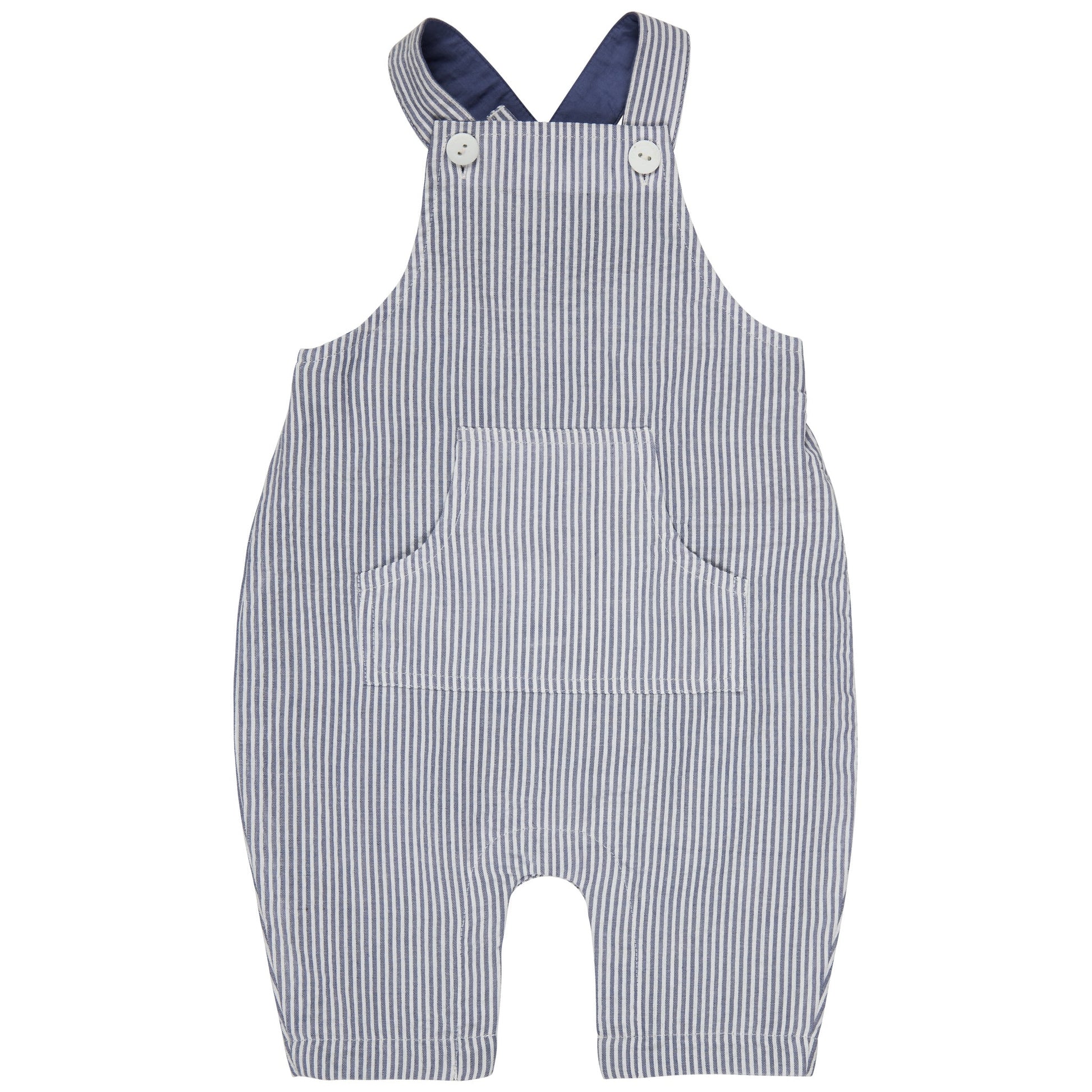 Pigeon Organics Baby Dungarees Seersucker Stripe Indigo