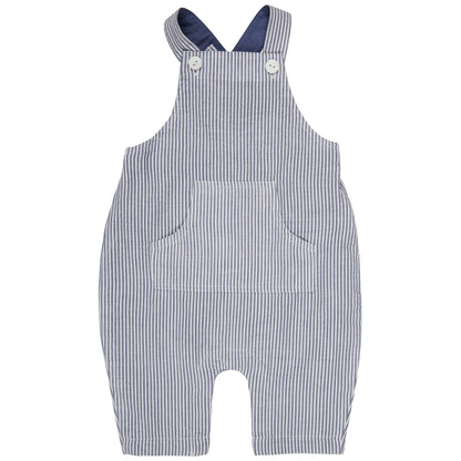 Pigeon Organics Baby Dungarees Seersucker Stripe Indigo
