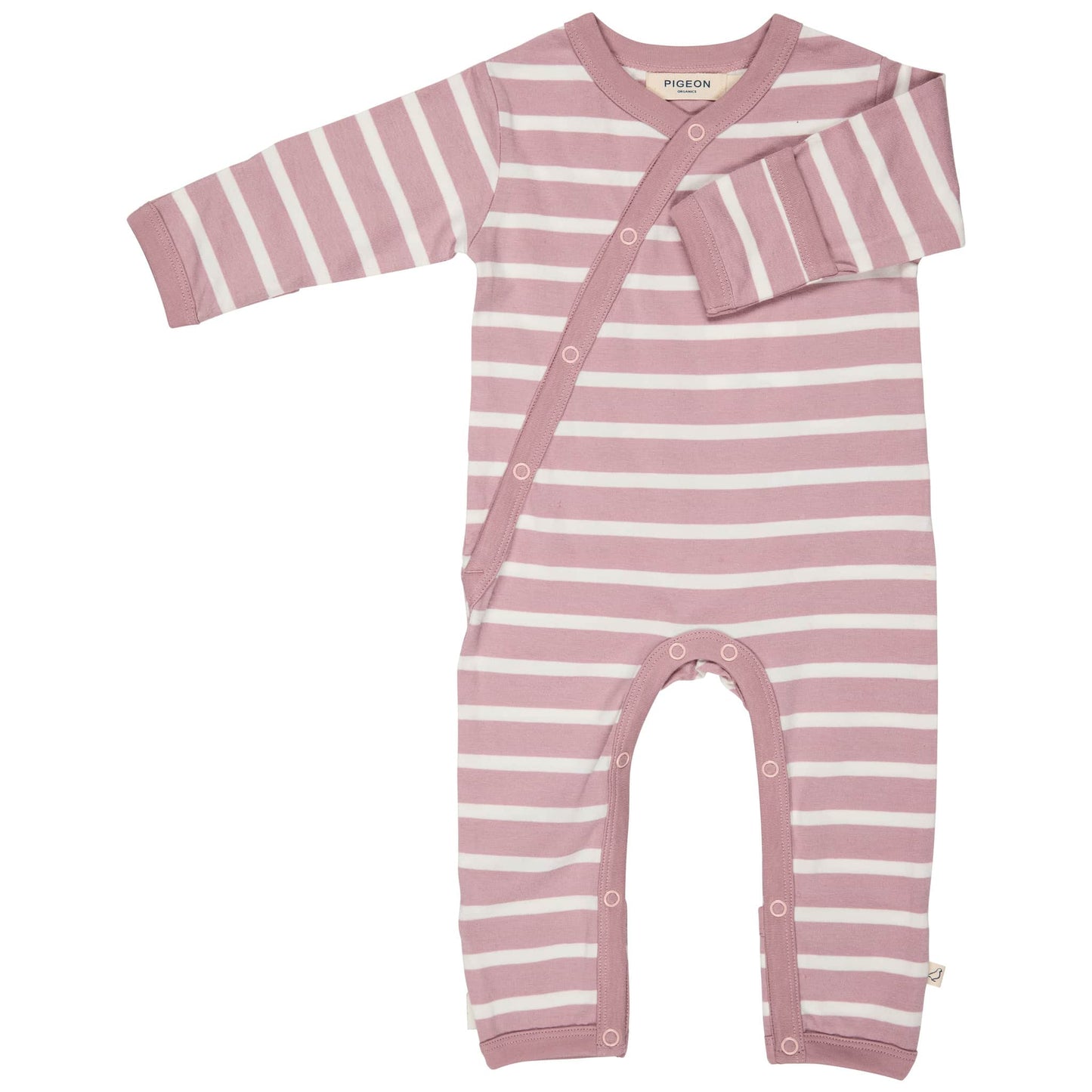Pigeon Organics Kimono Romper Pink Breton Stripe