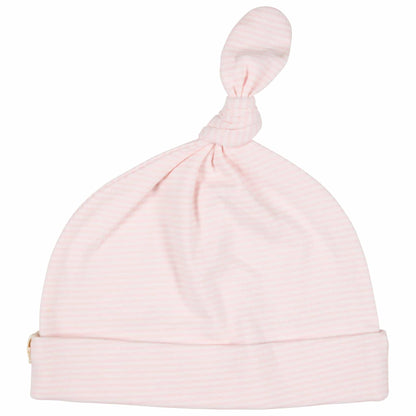 Pigeon Organics Knotted Hat Newborn Fine Stripe Baby Pink