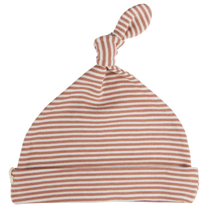 Pigeon Organics Knotted Hat Newborn Fine Stripe Macaroon