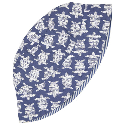 Pigeon Organics Reversible Sun Hat Turtles Indigo