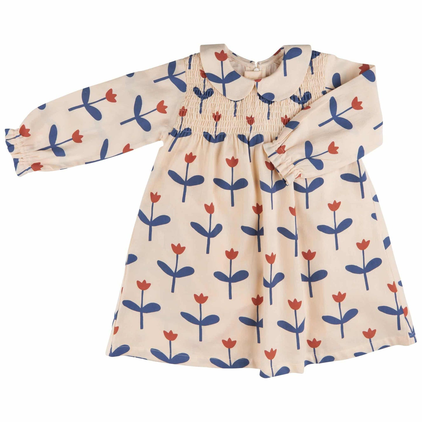 Pigeon Organics Smock Dress Peter Pan Collar Blue Tulip