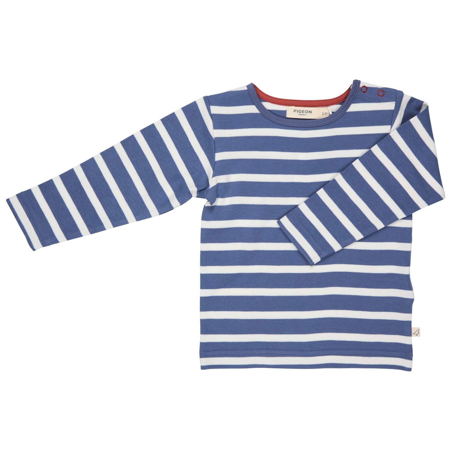 Pigeon Organics Long Sleeve T-Shirt Breton Stripe Velvet Blue and White
