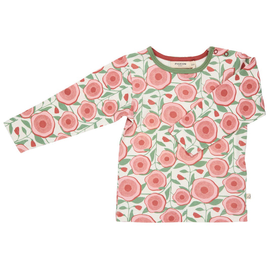 Pigeon Organics Long Sleeve T-Shirt Pink and Green Floral