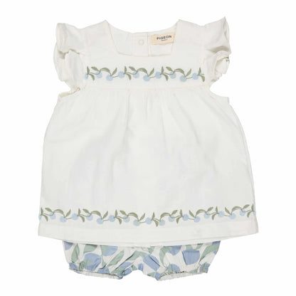 Pigeon Organics Tunic Set White Embroidered