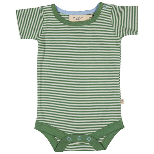 Pigeon Organics Short Sleeve Body Green Fine Stripe