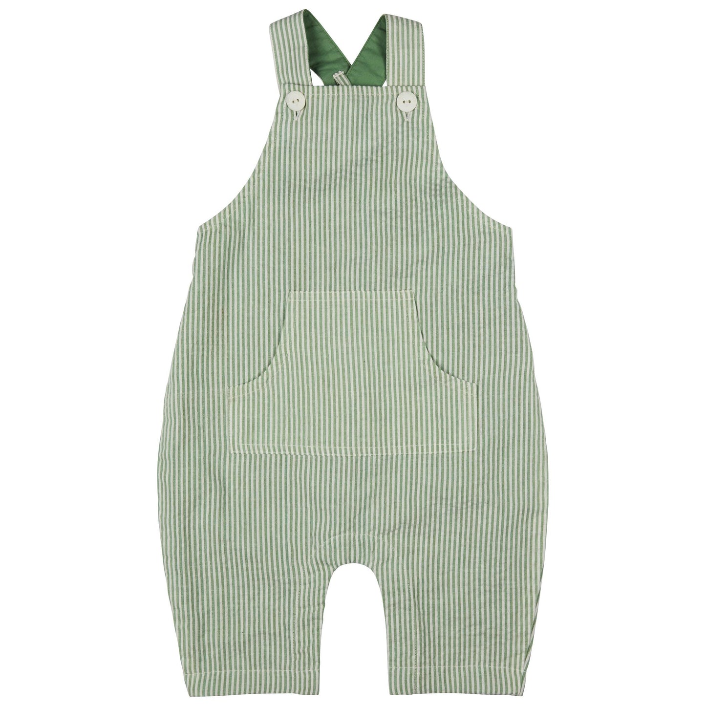 Pigeon Organics Baby Dungarees Seersucker Stripe Green