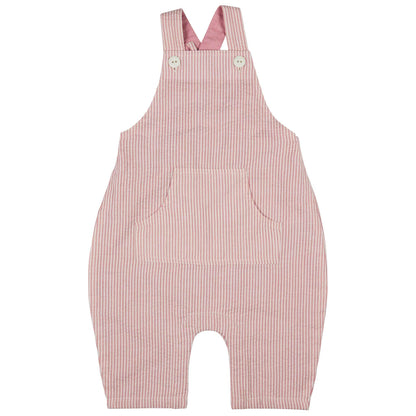 Pigeon Organics Baby Dungarees Seersucker Stripe Pink