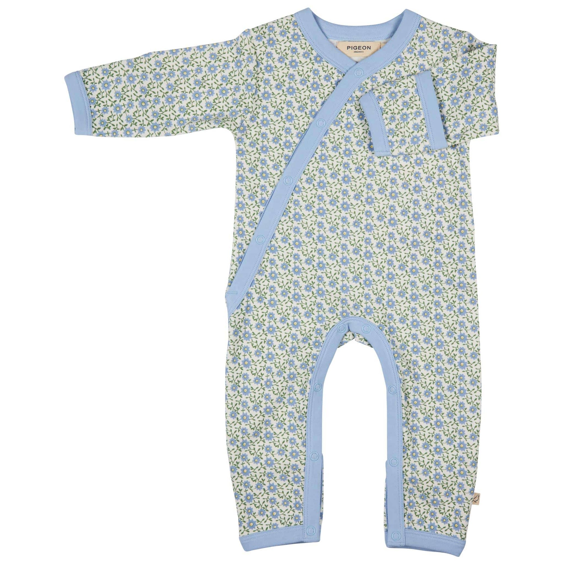 Pigeon Organics Kimono Romper Ditsy Blue