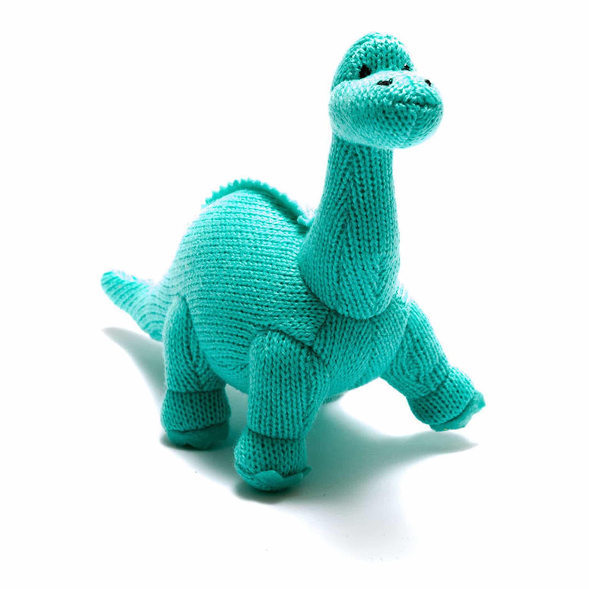 Best Years Diplodocus Knitted Dinosaur Baby Rattle Ice Blue