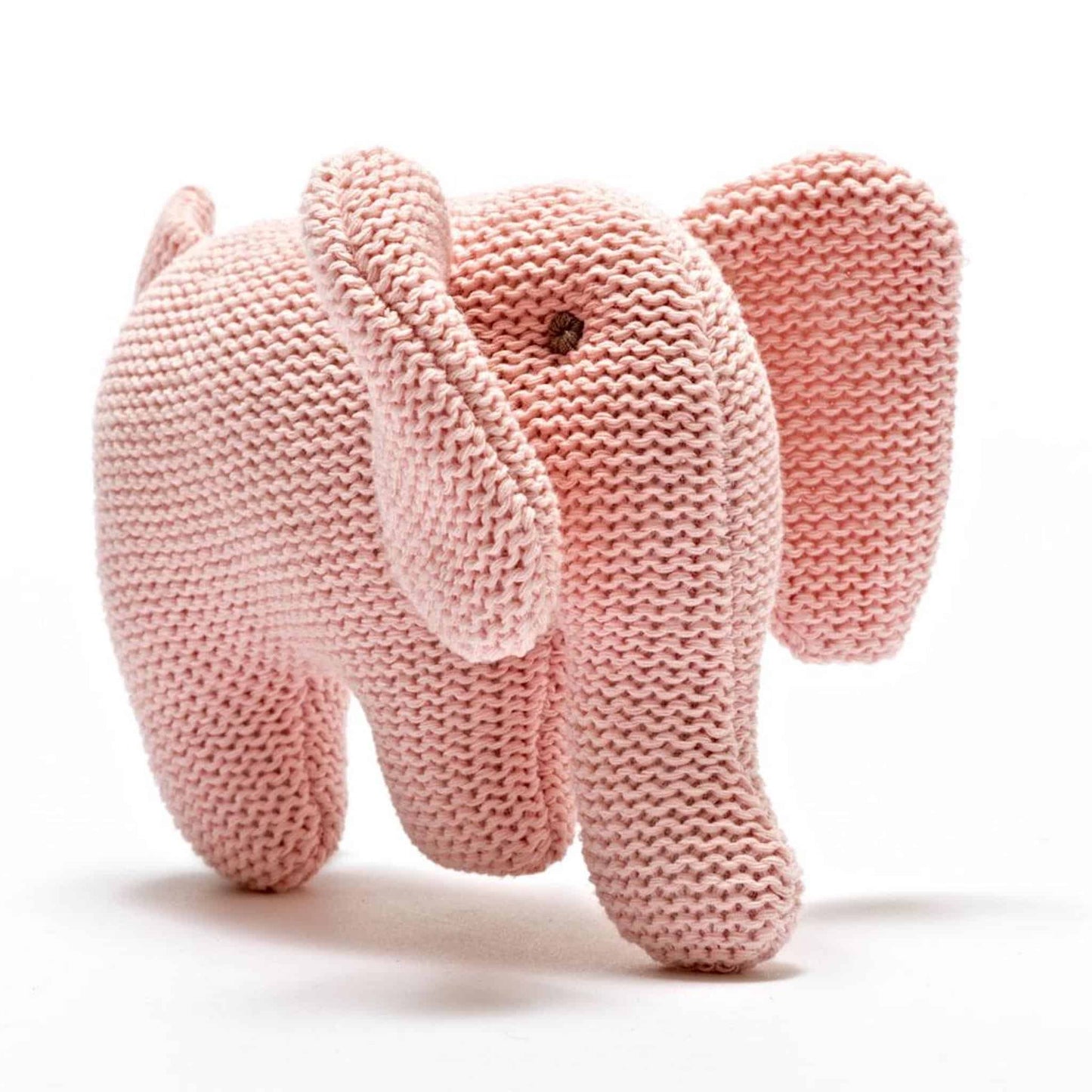 Best Years Elephant Knitted Organic Cotton Baby Rattle Pink