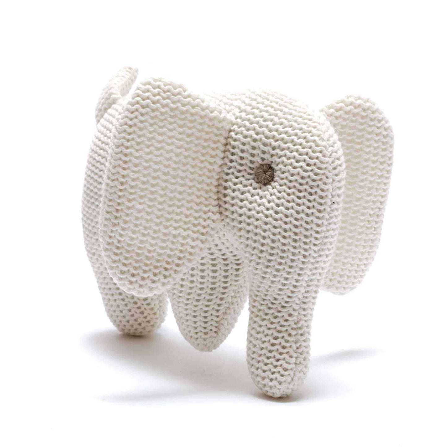 Best Years Elephant Knitted Organic Cotton Baby Rattle White
