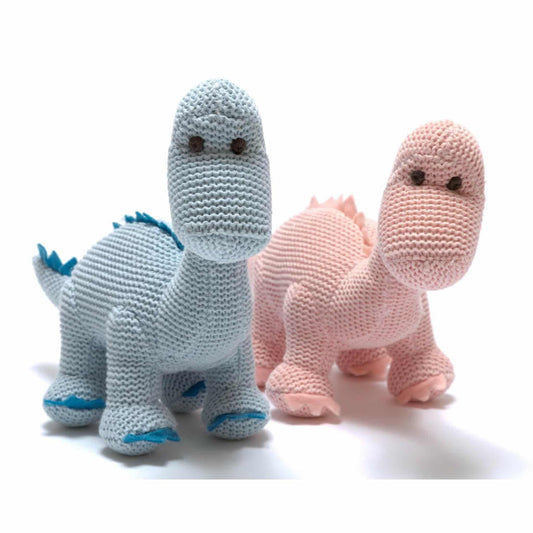 Best Years Diplodocus Knitted Organic Cotton Dinosaur Baby Rattle