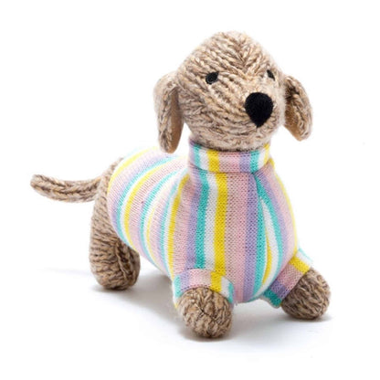 Best Years Sausage Dog Knitted Organic Cotton Pastels