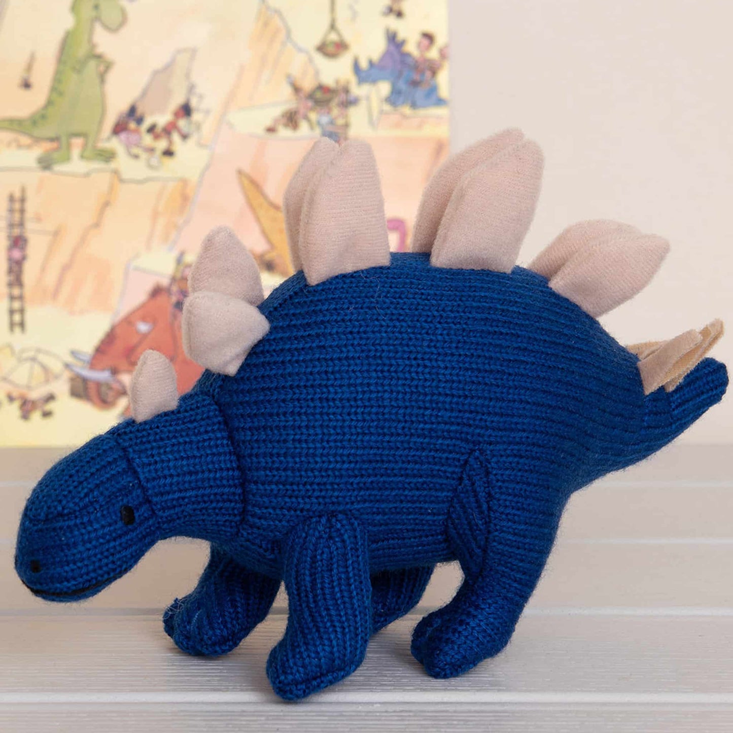 Best Years Stegosaurus Knitted Dinosaur Baby Rattle Blue