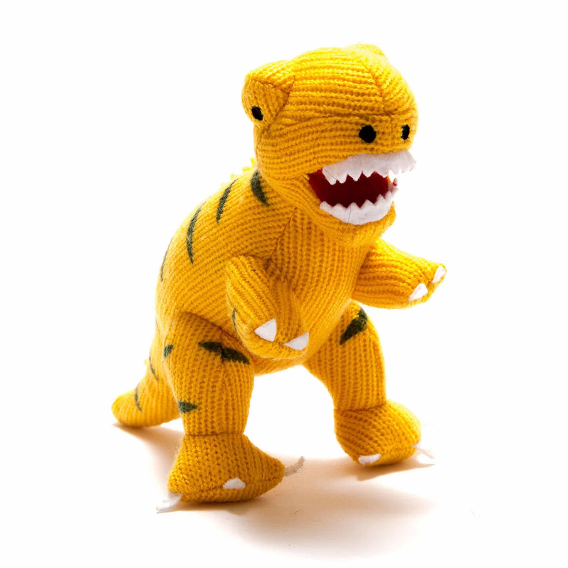 Best Years T-Rex Knitted Dinosaur Baby Rattle Yellow
