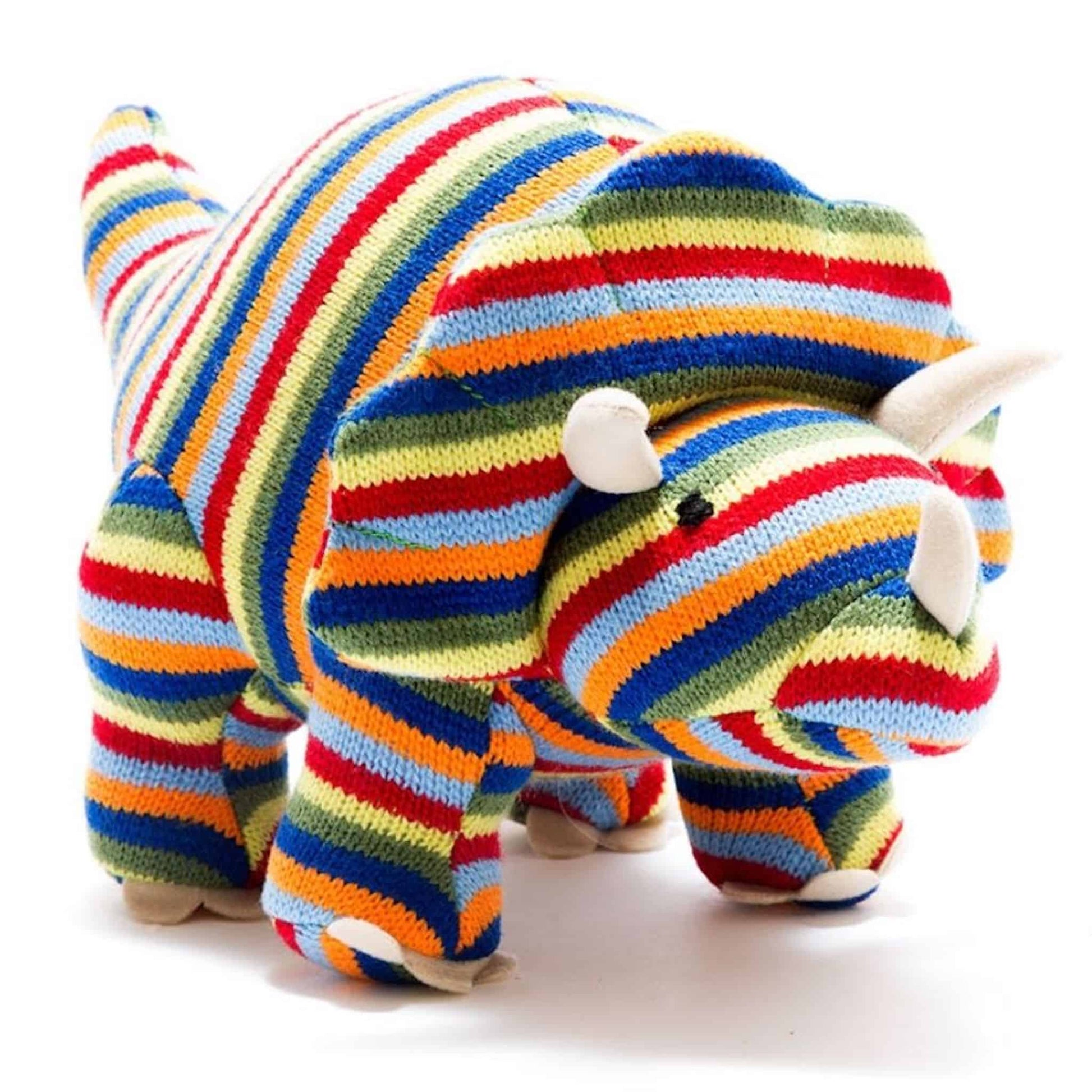 Best Years Triceratops Knitted Dinosaur Rainbow Stripe