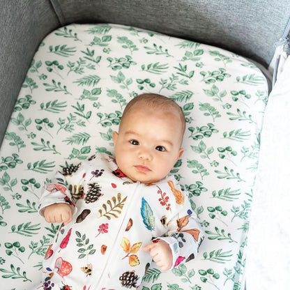 Gilded Bird Crib Sheets Lovely Leaves Green