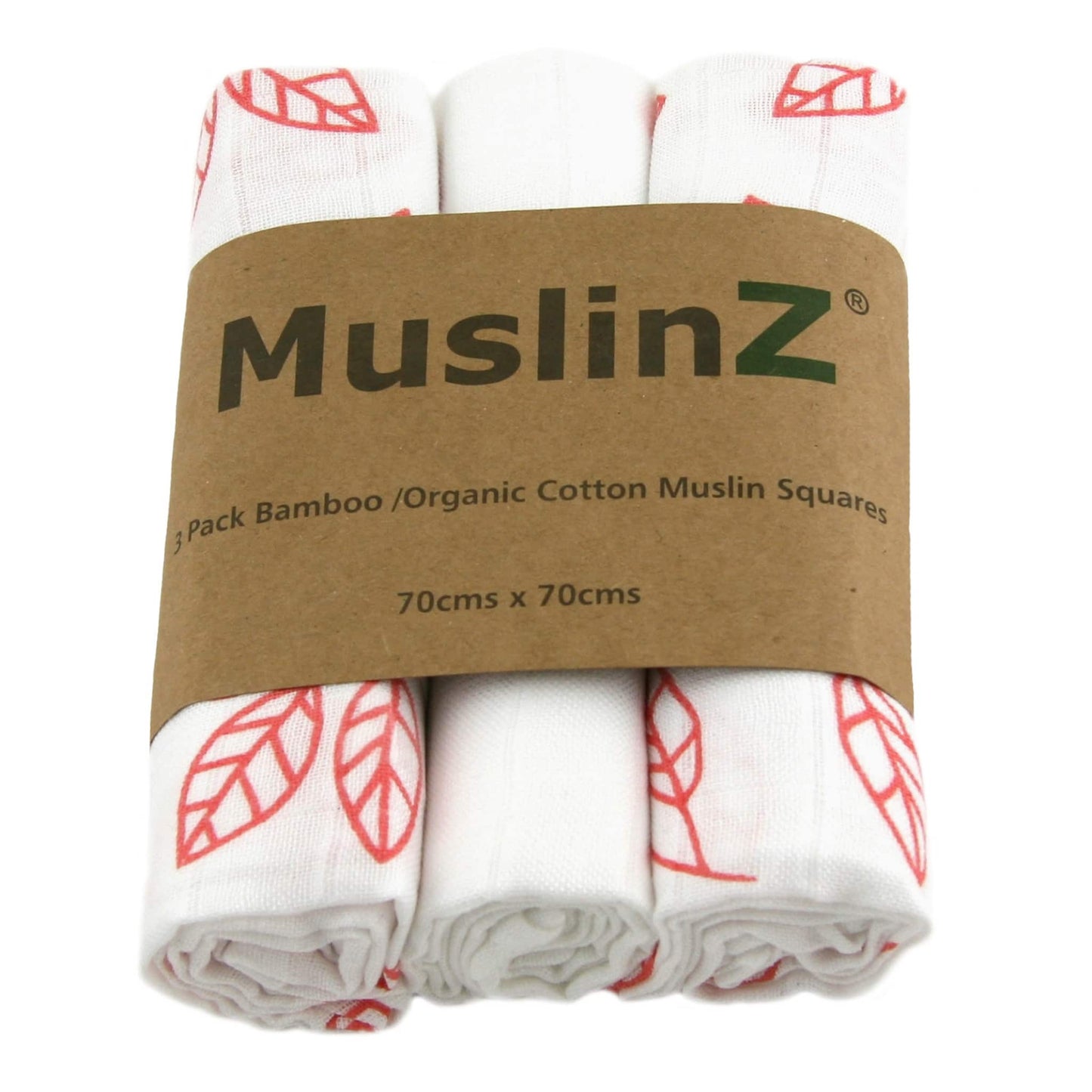 MuslinZ Bamboo/Organic Cotton Muslin Square Coral Leaf