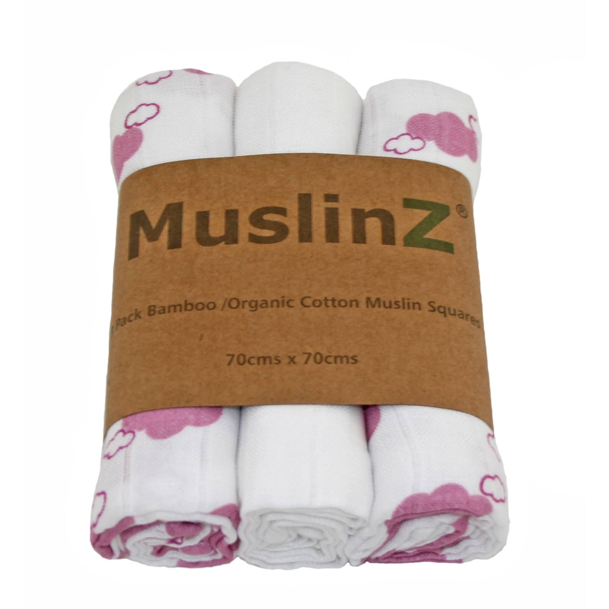 MuslinZ Bamboo/Organic Cotton Muslin Square Pink Cloud