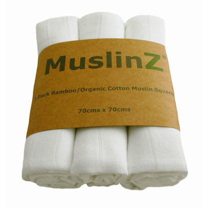MuslinZ Bamboo/Organic Cotton Muslin Square White