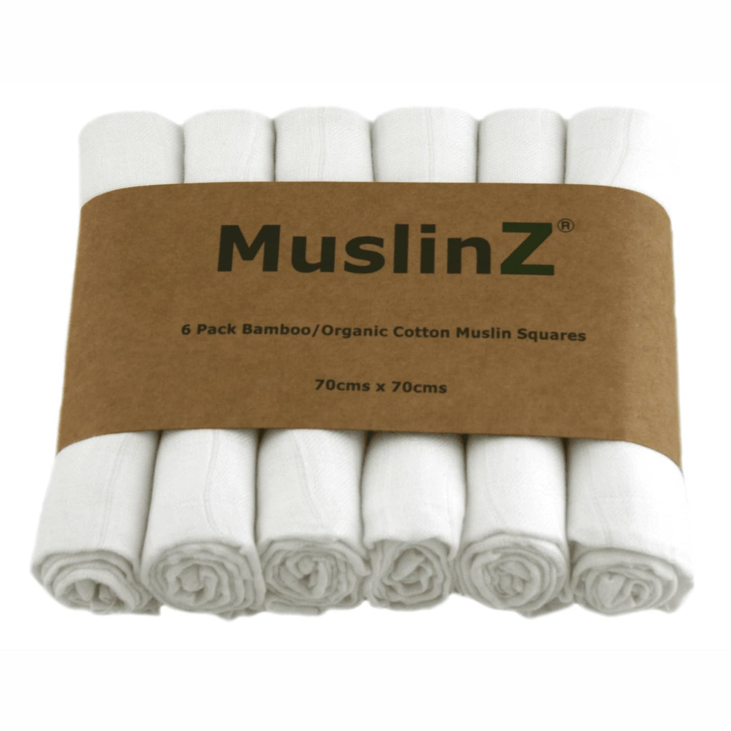 MuslinZ Bamboo/Organic Cotton Muslin Squares White 6 pack