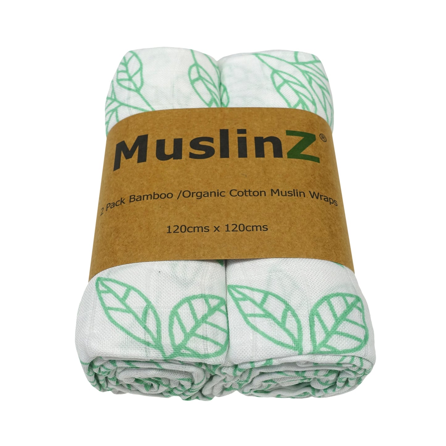MuslinZ Bamboo/Organic Cotton Muslin Swaddles Aqua Leaf