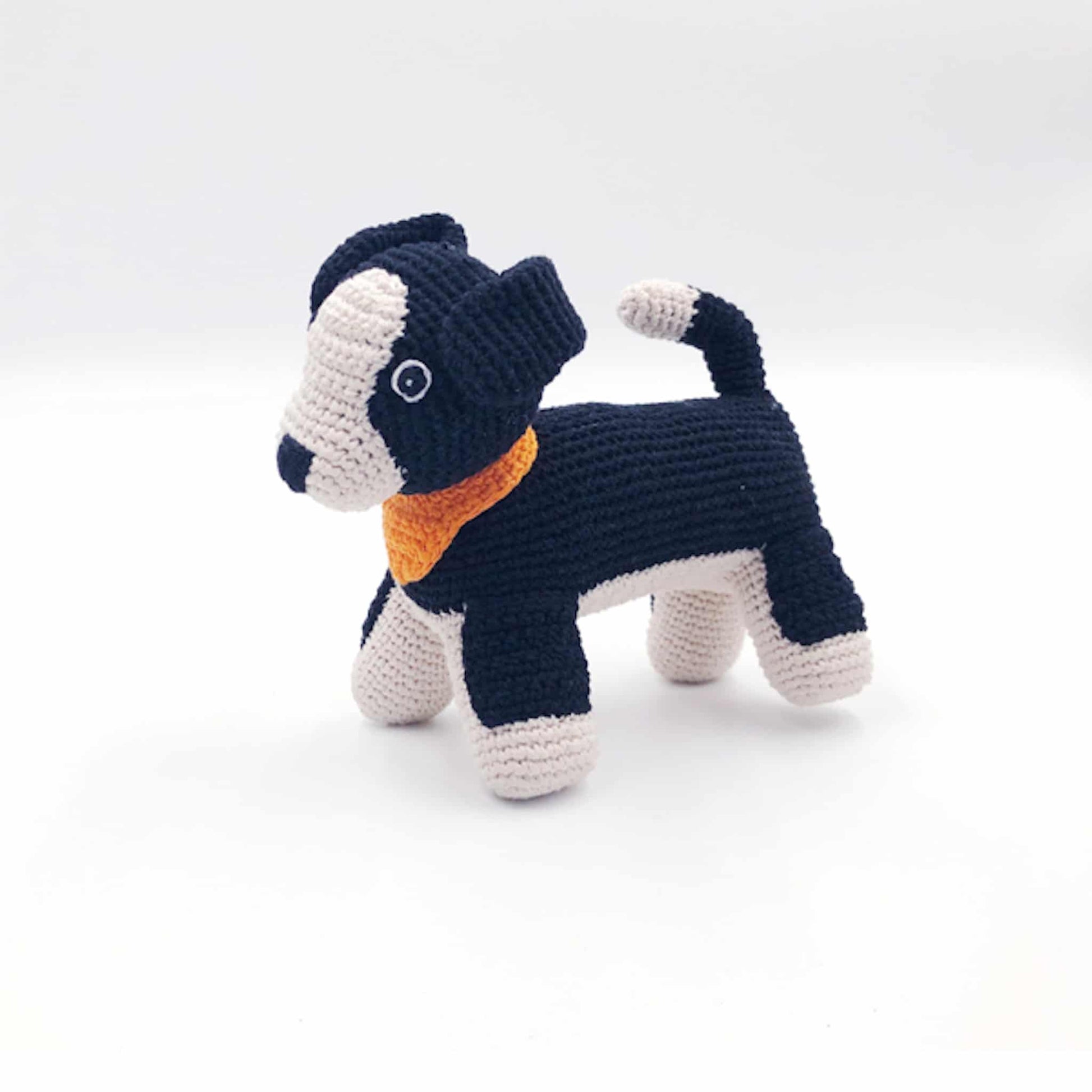 Pebble Crochet Sheep Dog Baby Rattle