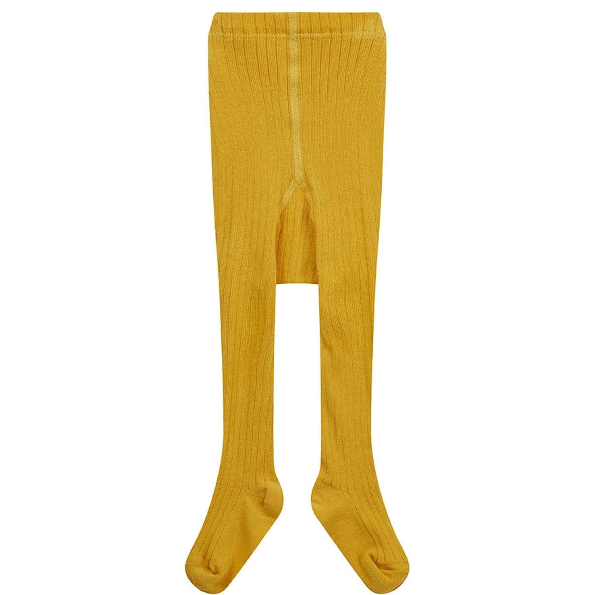 Piccalilly Ribbed Tights Mustard