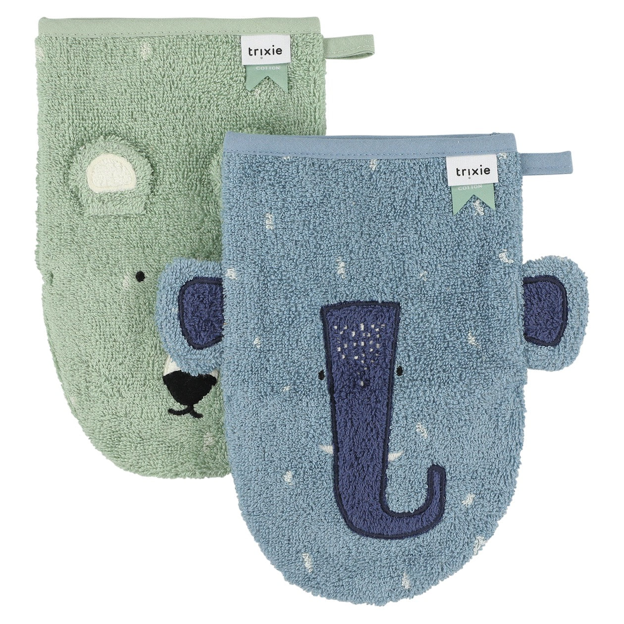 Trixie Washcloths (2 pack) Mr Polar Bear & Mrs Elephant