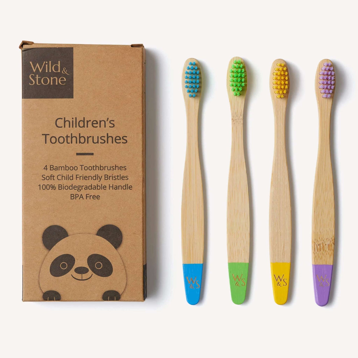 Wild and Stone - Children's Bamboo Toothbrush - 4 Pack Multi